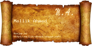 Mellik Ahmed névjegykártya