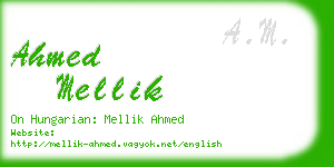 ahmed mellik business card